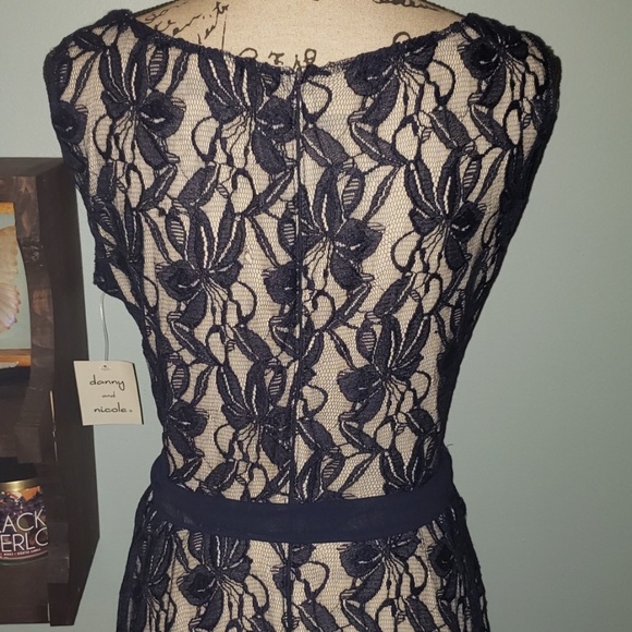 New Danny & Nicole Navy Lace Overlay A-Line Dress - Picture 6 of 8